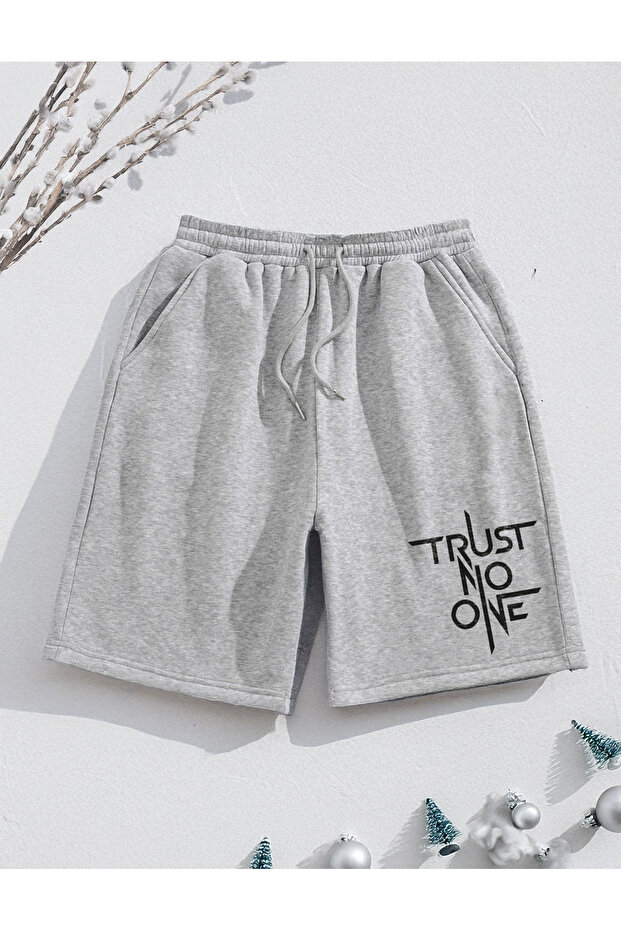 Trust No One Printed Sporty Lycra Black Men's Shorts