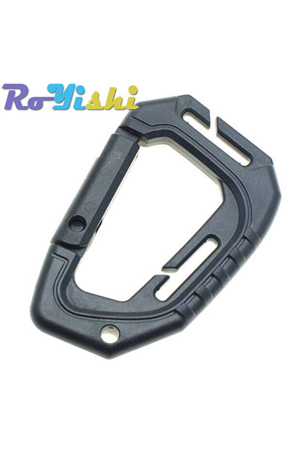 Black 1 Pcs D Shape 200LB Plastic Snap Clip Carabiner Mountaineering Buckle Outdoor Hanging Keychain