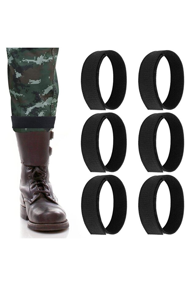 2.5cm 30cm black 6pcs Boot Blousers Elastic Ankle Hook and Loop Hunting Gardening Hiking Cycling Fi