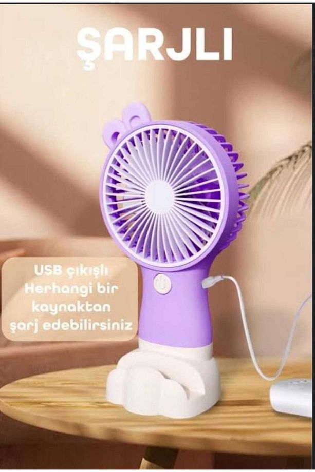Mini Şarjlı Fan – Sessiz & Güvenli – Renkli Taşınabilir Vantilatör - 2