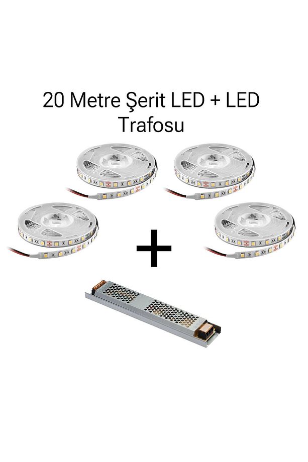 20 Metre Şerit Led Led Trafosu Paket Halinde 10 Çipli Yüksek Işık Şerit Led Amber (TURUNCU) - 1
