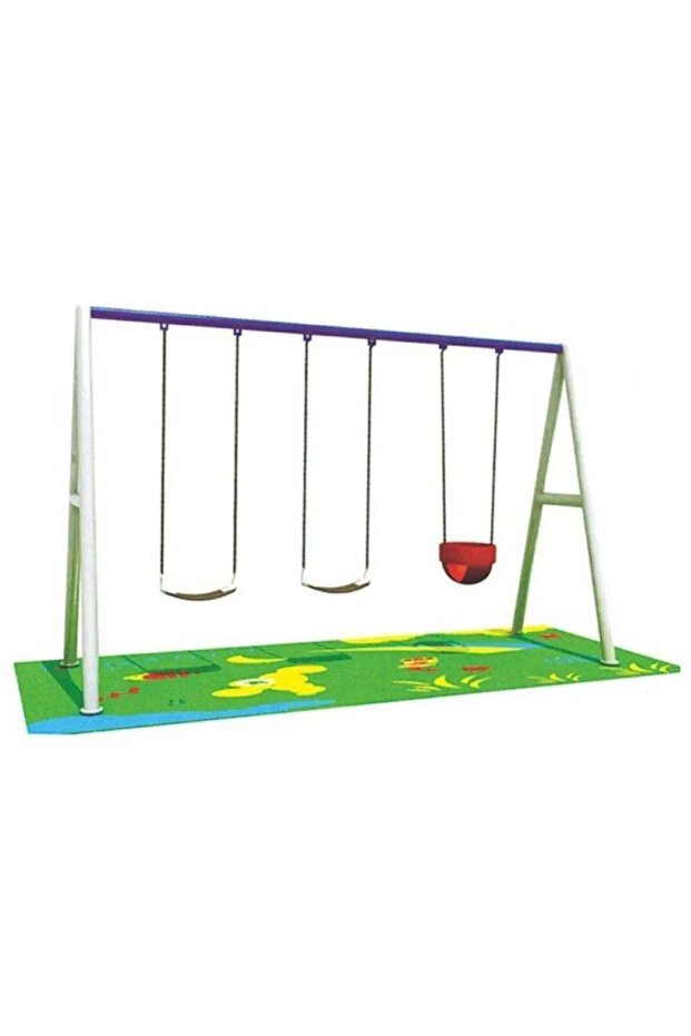 Metal 3 Seats Swing Set For Ground Or Sand Height 250CM