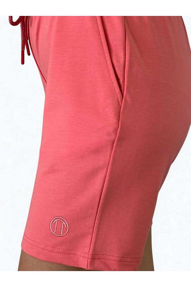 Unisex Beli Bağlamalı Pamuklu Cepli PEMBE Şort - 2