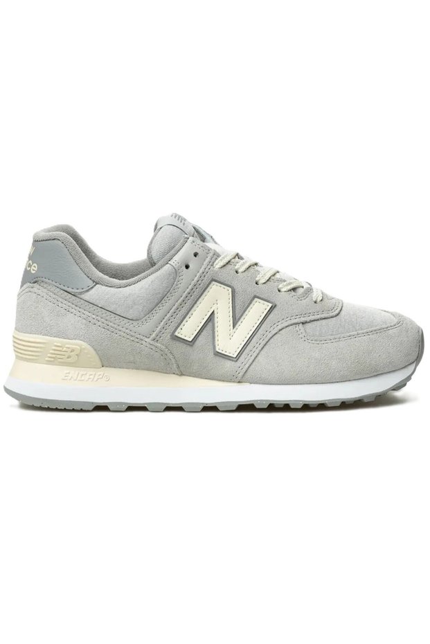 574 Unisex Gray Leather Sneaker Daily Genuine Leather Sports Shoes Gray