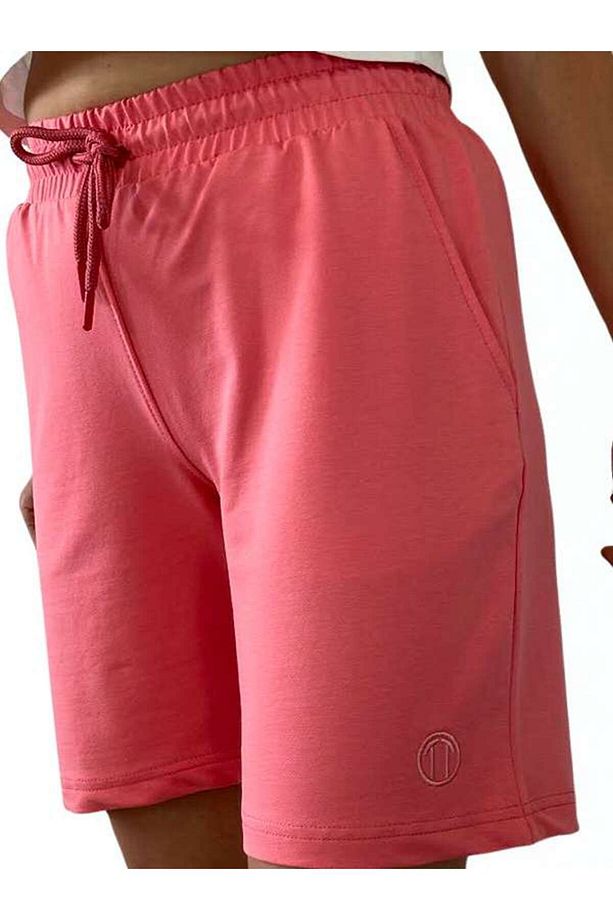 Unisex Beli Bağlamalı Pamuklu Cepli PEMBE Şort - 5