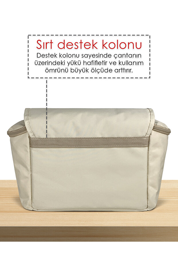 Stroller Bag Bebek Arabası ve Omuz Çantası X Pro Termos Bölümlü - Bej - 8