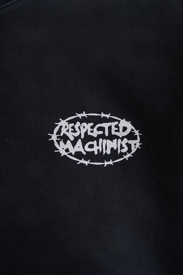 Erkek Effected And Logo Printed Washed Oversize Siyah Tişört - 4