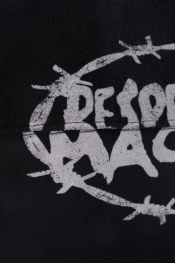 Erkek Effected And Logo Printed Washed Oversize Siyah Tişört - 2