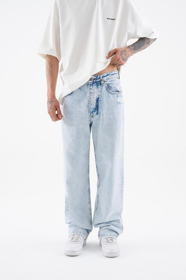 Erkek Ethnical Patterned Jean LIGHT BLUE - 1