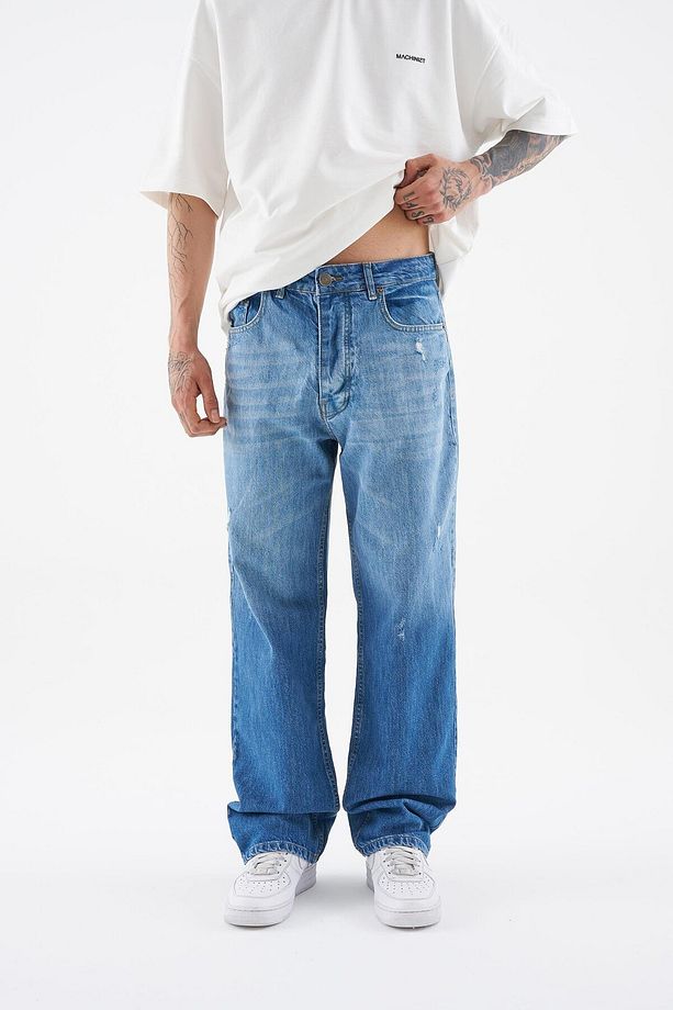 Erkek Ethnical Patterned Jean BLUE - 1