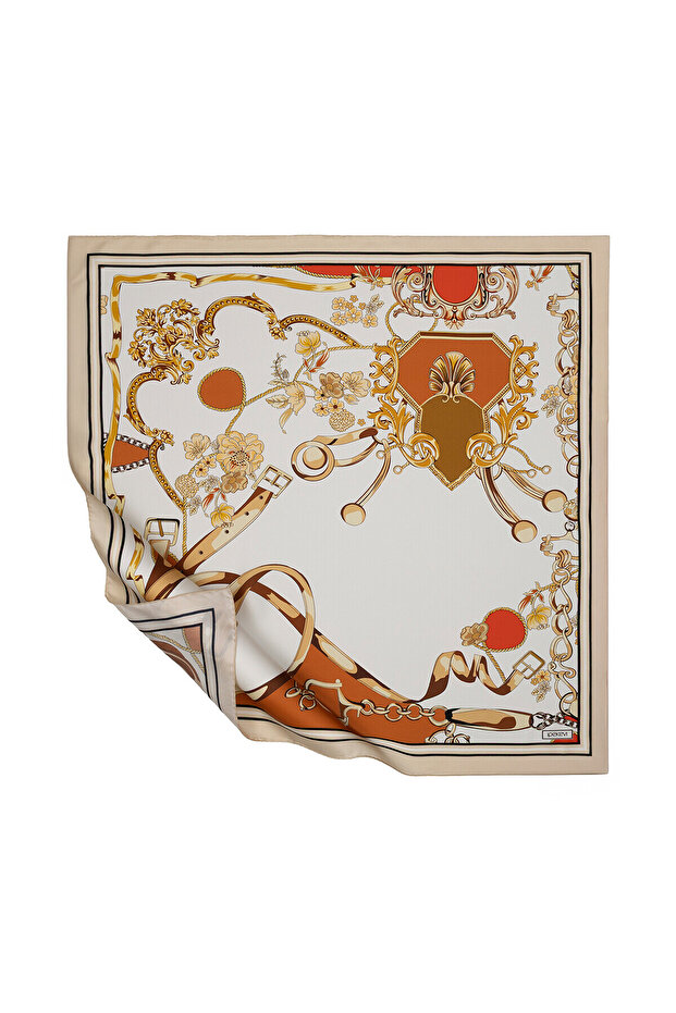 Eșarfă de mătase crem 1353 - 1