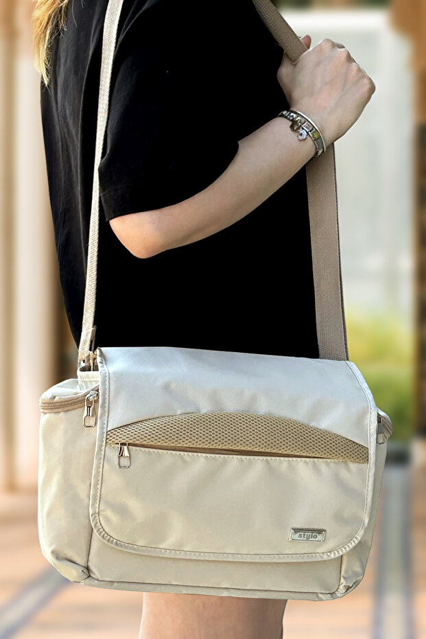 Stroller Bag Bebek Arabası ve Omuz Çantası X Pro Termos Bölümlü - Bej - 3