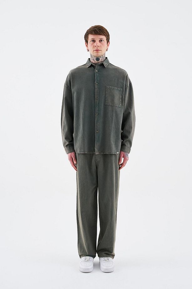 Erkek Effected Yıkamalı Basic Soft Bej Eşofman Altı - 4