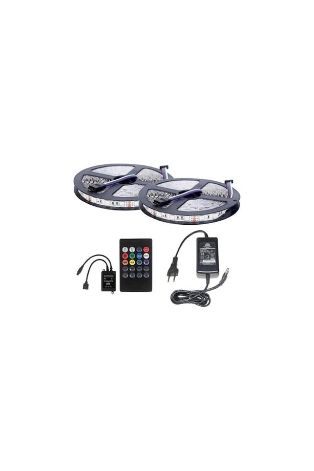 Sese Ve Müziğe Duyarlı 10 Metre RGB LED Şerit Set 12V 3 Çip Mükemmel Işık 5A Adaptör Tak Çalıştır - 3