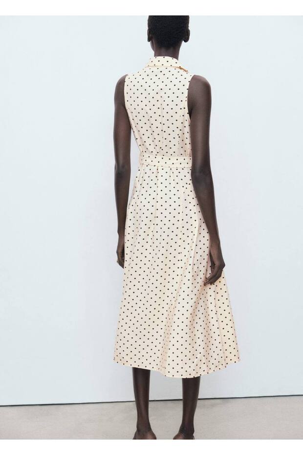 Puantiyeli gömlek elbise - 4