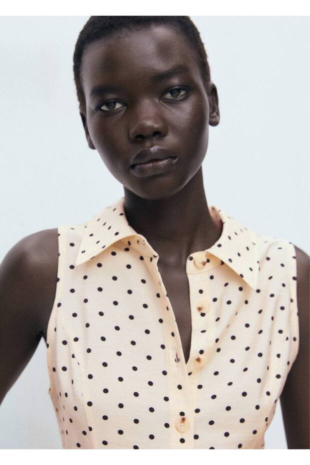 Puantiyeli gömlek elbise - 7