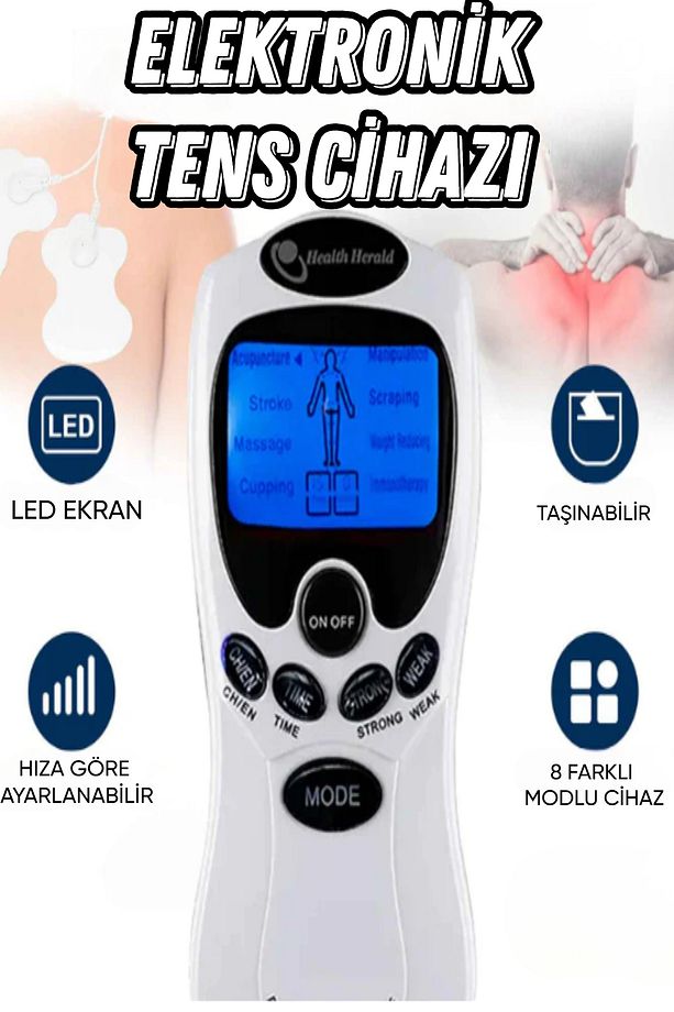 Elektronik Tens Cihazı Fizik Tedavi Dijital Portatif Tens 4 Pedli Kolay Kullanım Pilli - 4