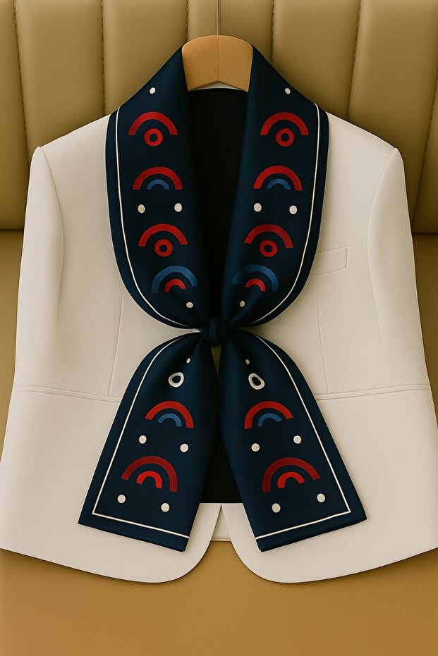 أوشحة منقوشة خاصة باللون الأزرق الداكن - 1