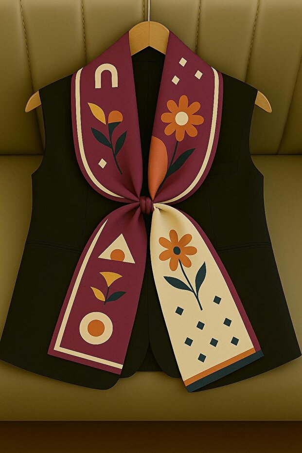 أوشحة منقوشة خاصة باللون الأرجواني - 1