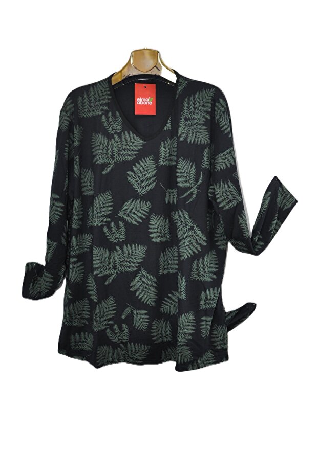 بلوزة قطنية ممشطة فائقة الحجم - 1