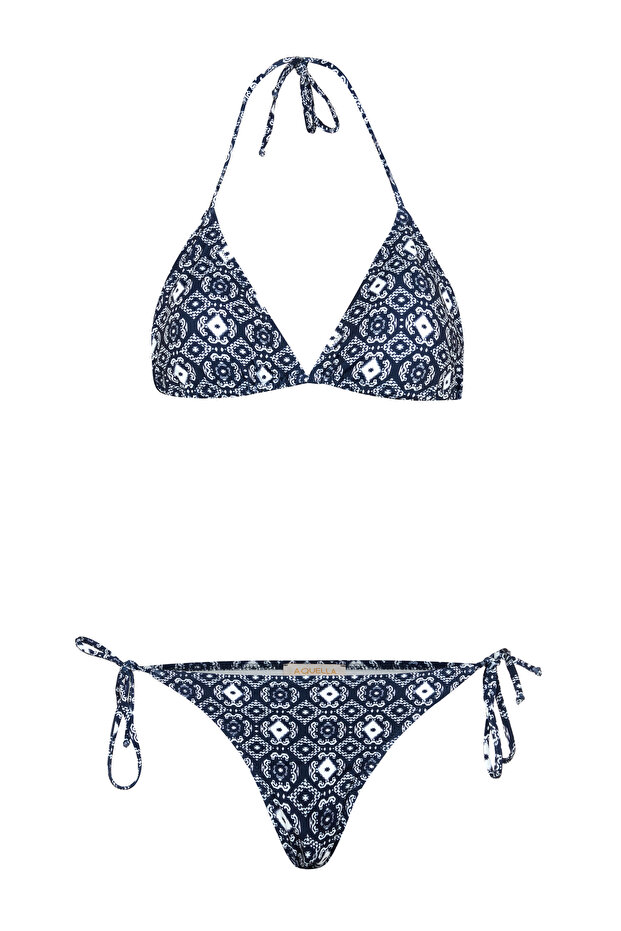 بيكيني مثلث منقوش من الخلف - 1