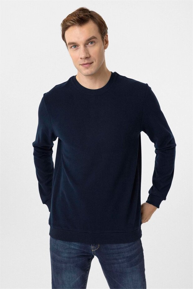 Normal Kalıp O Yaka Düz SweatShirt - 3