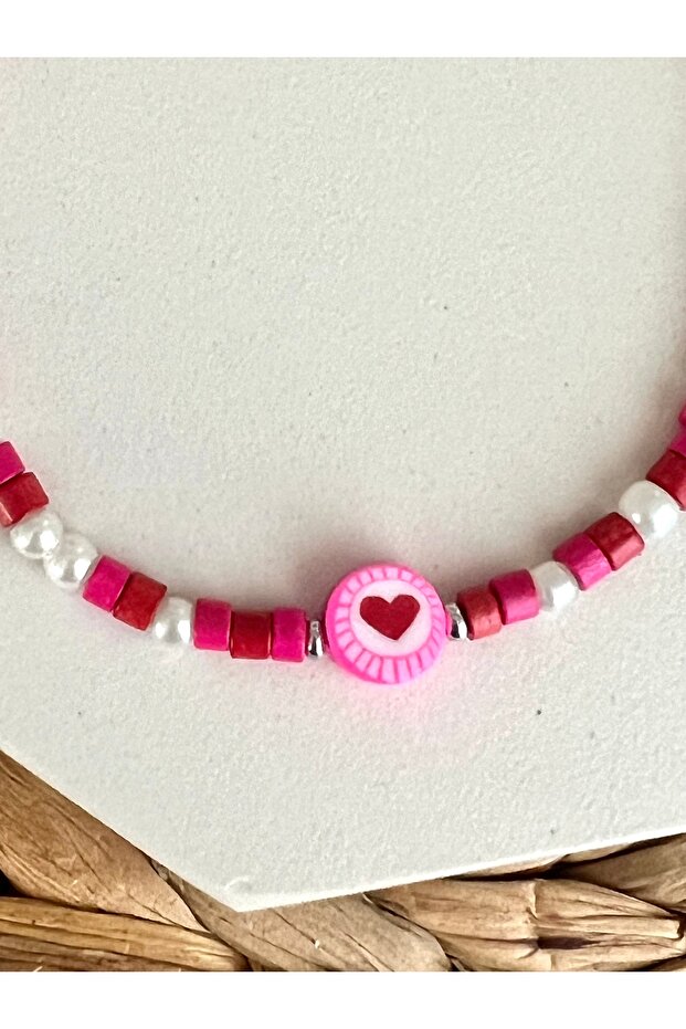 Heart Fimo Figured Design Anklet - 2