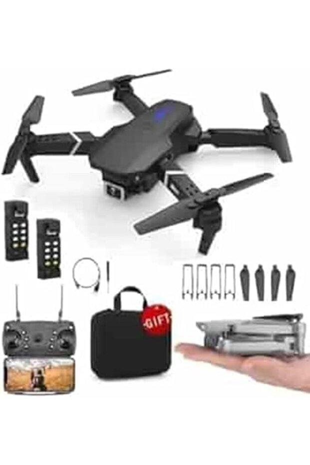 طائرة جيب بدون طيار E88 الإصدار المحدث 2 باللون الأسود - 1