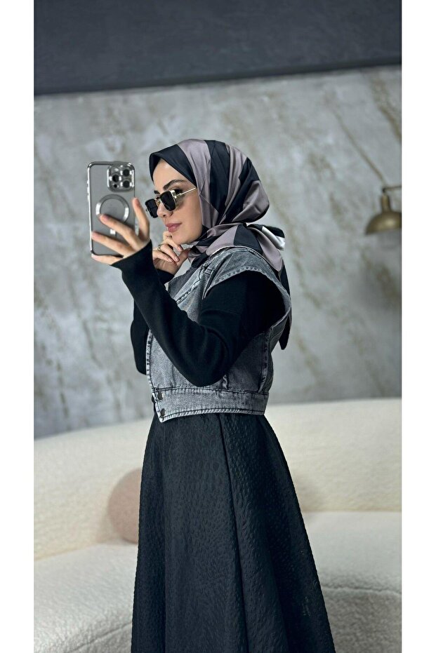 Denim Yelek Antrasit - 1