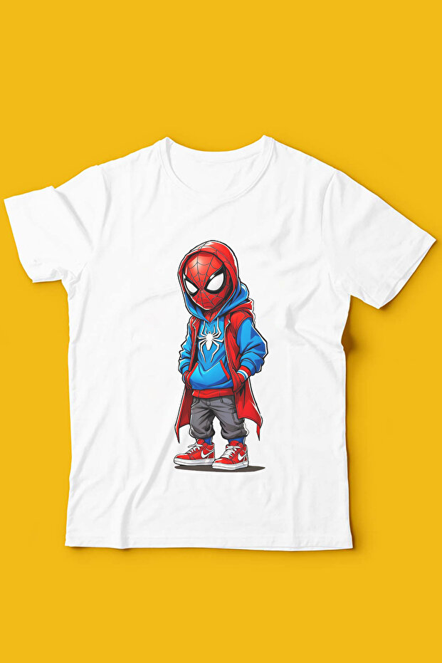 Spiderman Cool Pattern Printed Children's Red, Black and White Tshirt