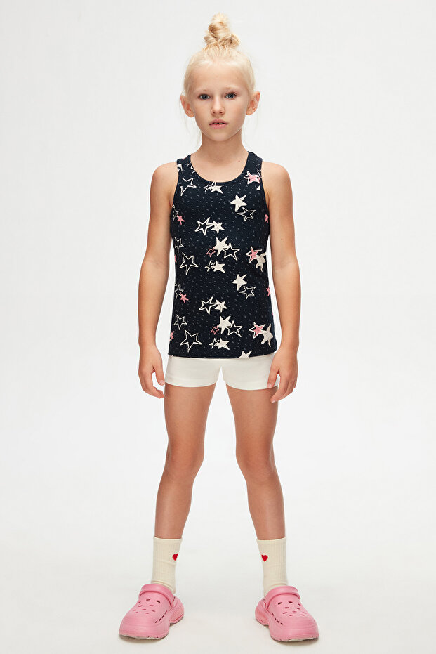 Crayon Stars Girl's Patterned Sleeveless T-Shirt