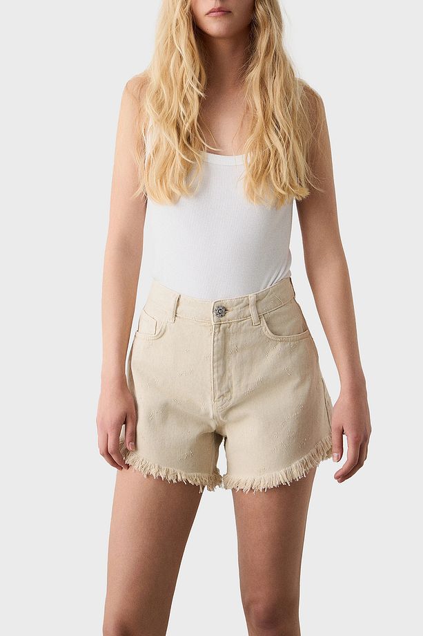 % 100 Pamuk Regular Fit Yüksek Bel Kot Short SHORT 053 - 2