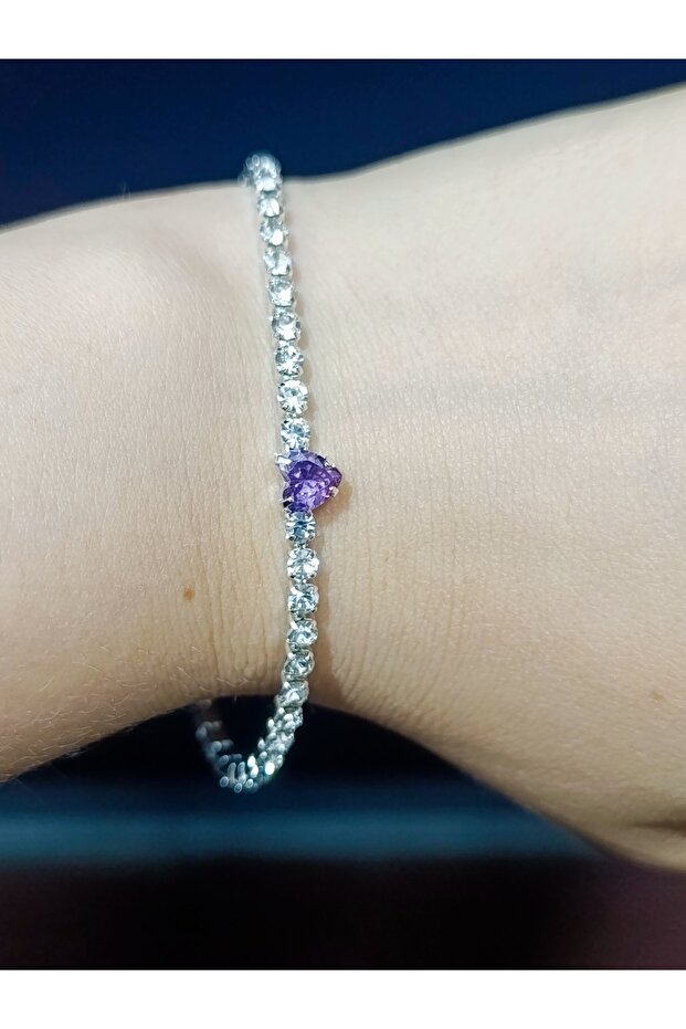 Waterway Heart Detailed Bracelet with Purple Stones