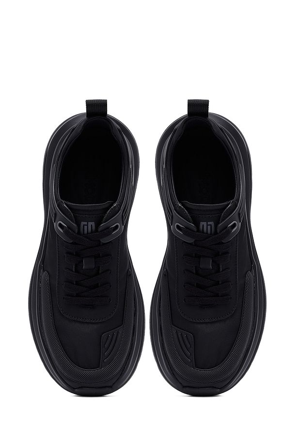 Erkek Siyah Bağcıklı Kalın Tabanlı Kumaş Sneaker 25SFD69226F - 7