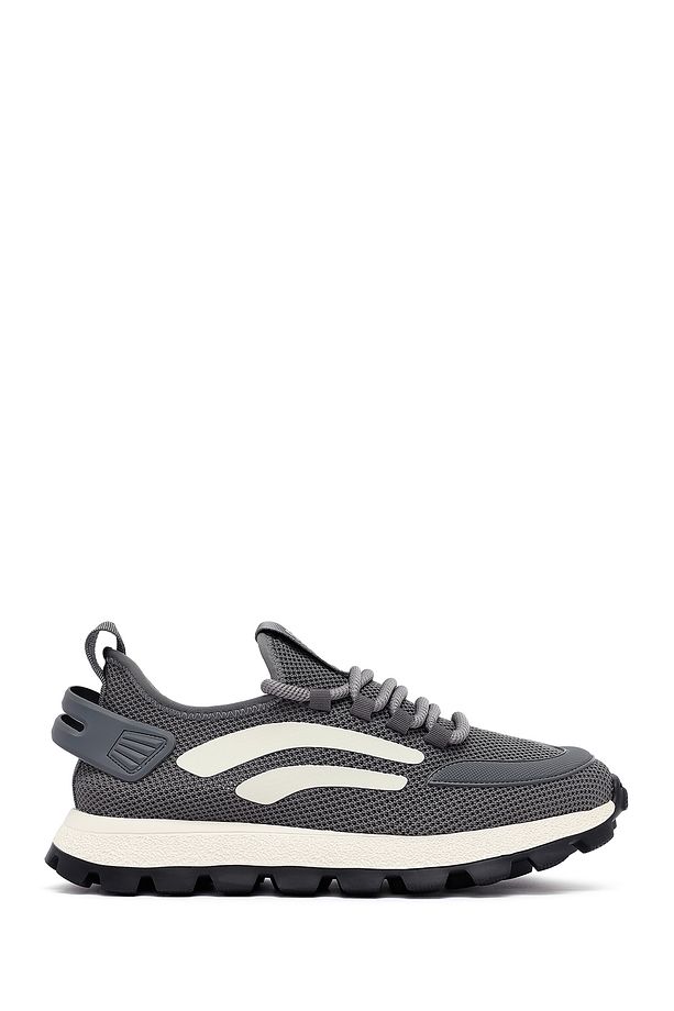 Erkek Gri Bağcıklı Kalın Tabanlı Kumaş Sneaker 25SFD69406F - 1