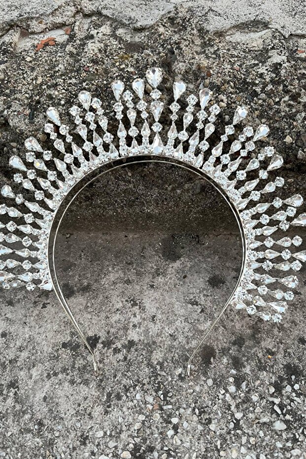 Michelle Silver Bridal Henna Crown Special Occasion Accessory Women's Crown Hair Accessory – Crown, Crystal Stone