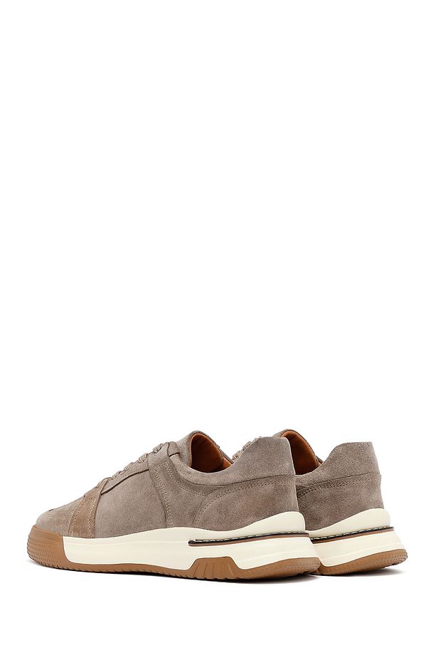 Erkek Bej Bağcıklı Süet Deri Sneaker 25SFD641710 - 5