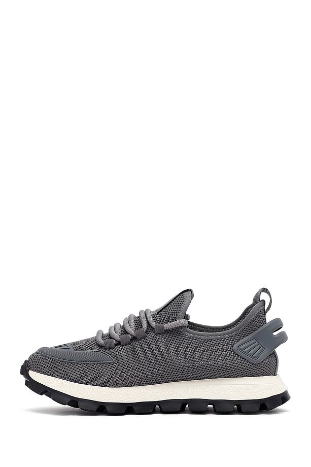 Erkek Gri Bağcıklı Kalın Tabanlı Kumaş Sneaker 25SFD69406F - 2
