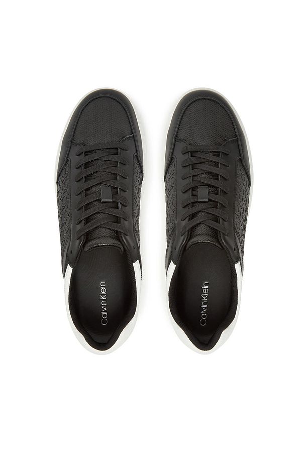 Erkek CK Monogram Logolu Düz Rahat Taban Düşük Bilekli Siyah Sneaker HM0HM01899-0GM - 4