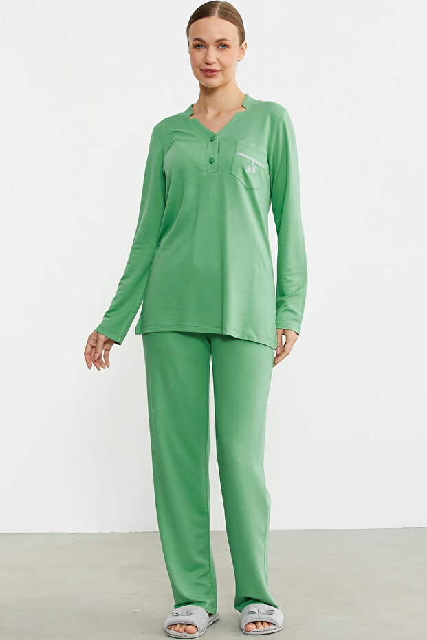 Sementa 76438 Half Button Pocket Detailed Pajama Suit