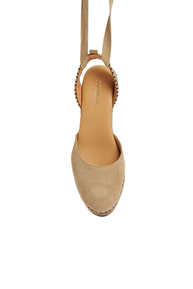 Bej Kadın Süet Espadril - 4