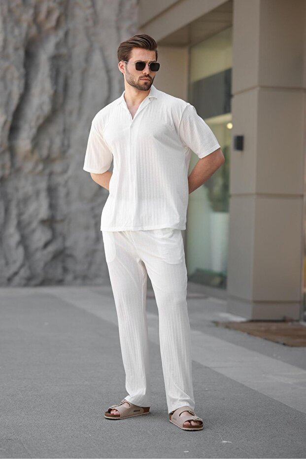بدلة قميص بيضاء أساسية للرجال E7315 - 3
