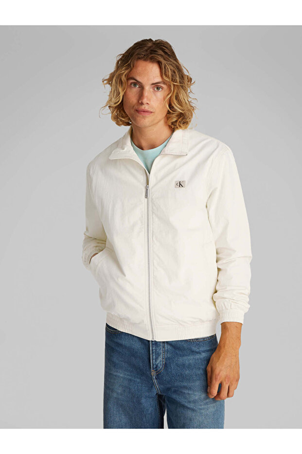 Erkek Beyaz Çizgili Desen Rüzgarlık - 1