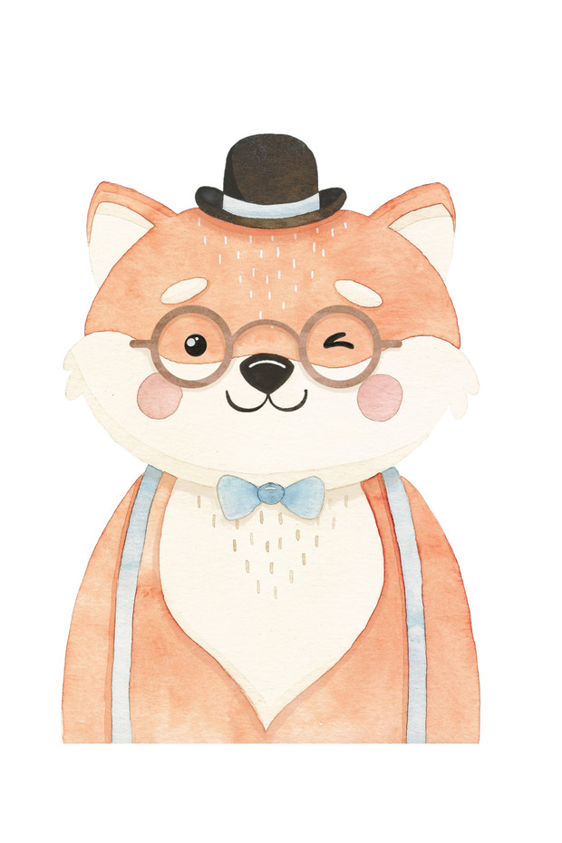 Fox with Glasses Wall Sticker