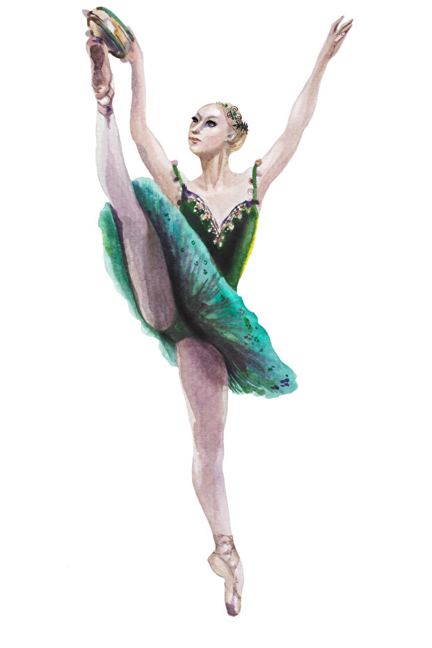 Green Dress Ballerina Wall Sticker