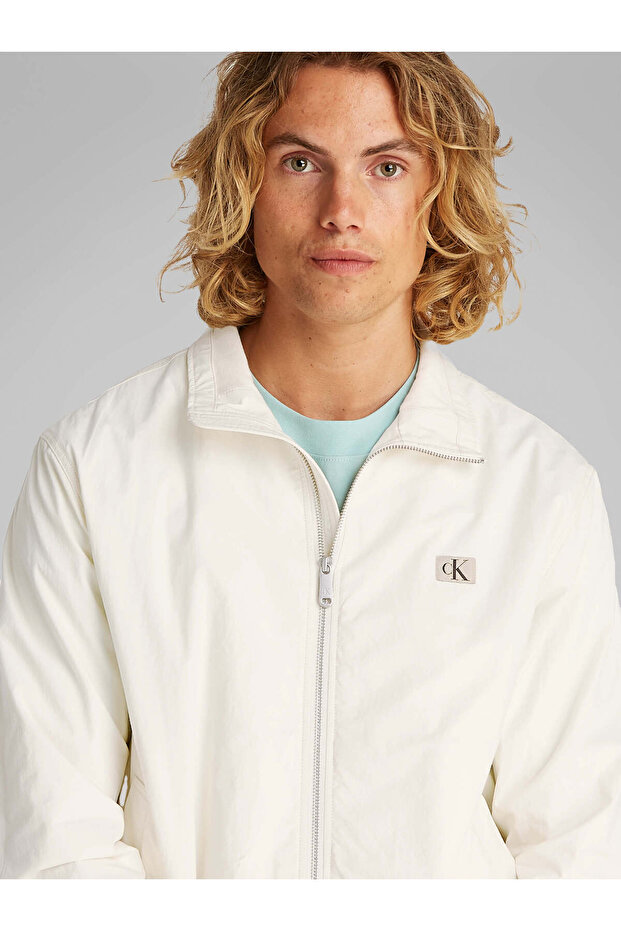 Erkek Beyaz Çizgili Desen Rüzgarlık - 4