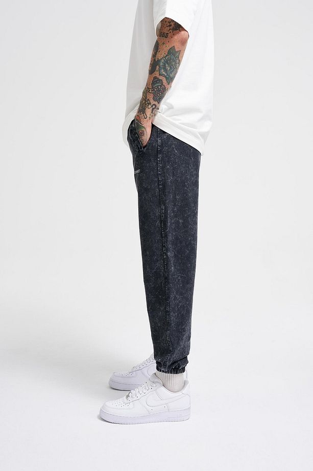 Erkek Luxury Basic Yıkamalı Jogger Eşofman Altı Asphalt Spotted - 4