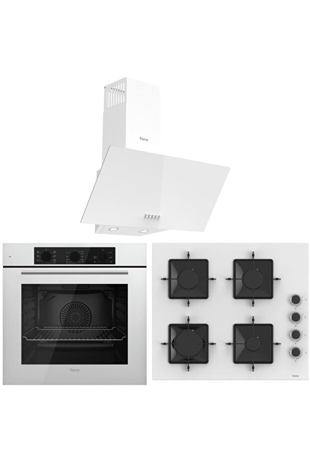 FlowArt QBL62CB-SS206-D087 7 Prog. Mekanik Turbo Ankastre Set - Beyaz - 1