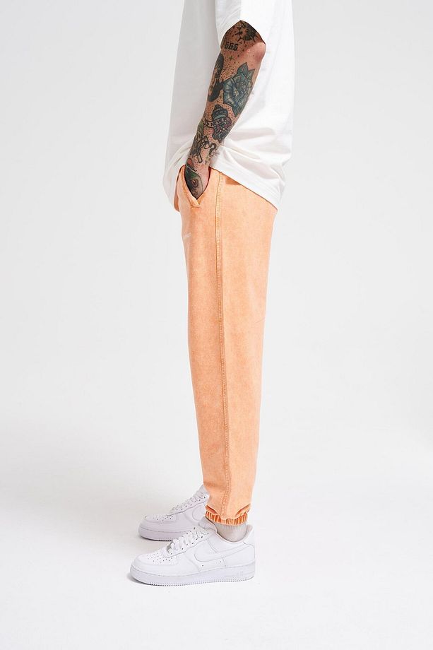 Erkek Luxury Basic Yıkamalı Jogger Eşofman Altı Orange Spotted - 3