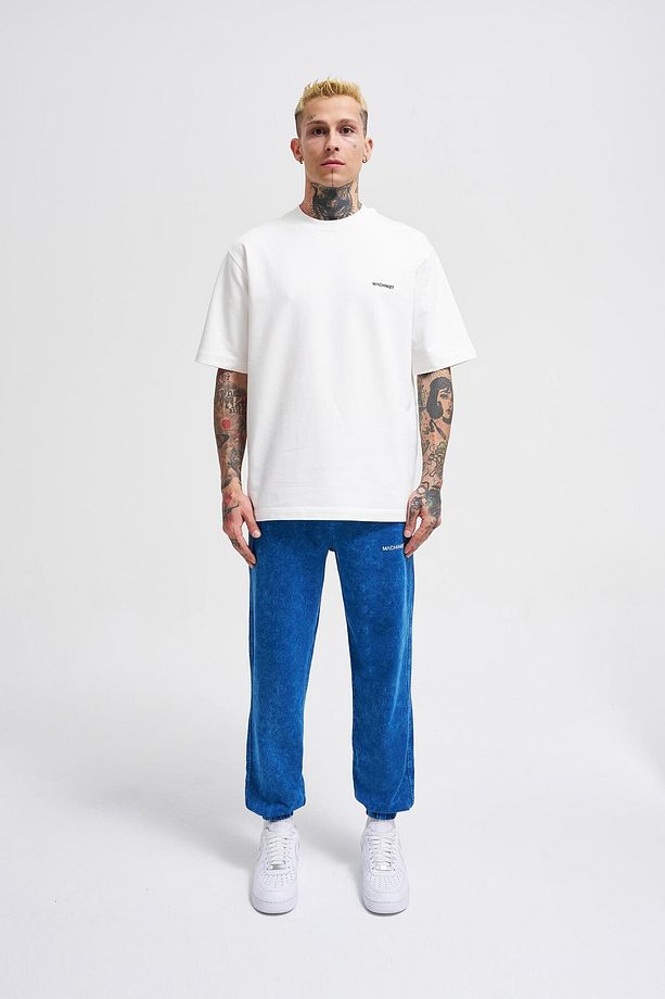 Erkek Luxury Basic Yıkamalı Jogger Eşofman Altı Indıgo Spotted - 6